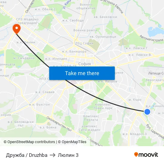 Дружба / Druzhba to Люлин 3 map
