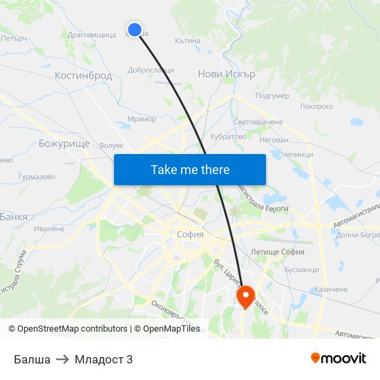 Балша to Младост 3 map