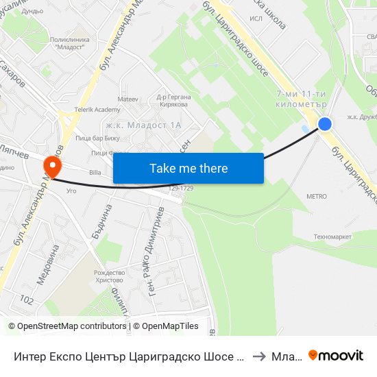 Интер Експо Център Цариградско Шосе / Inter Expo Center – Tsarigradsko Shose to Младост 3 map