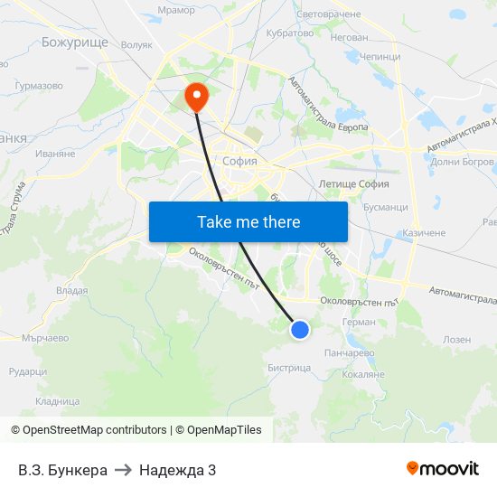 В.З. Бункера to Надежда 3 map