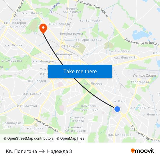 Кв. Полигона to Надежда 3 map