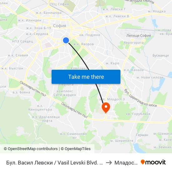 Бул. Васил Левски / Vasil Levski Blvd. (0300) to Младост 4 map