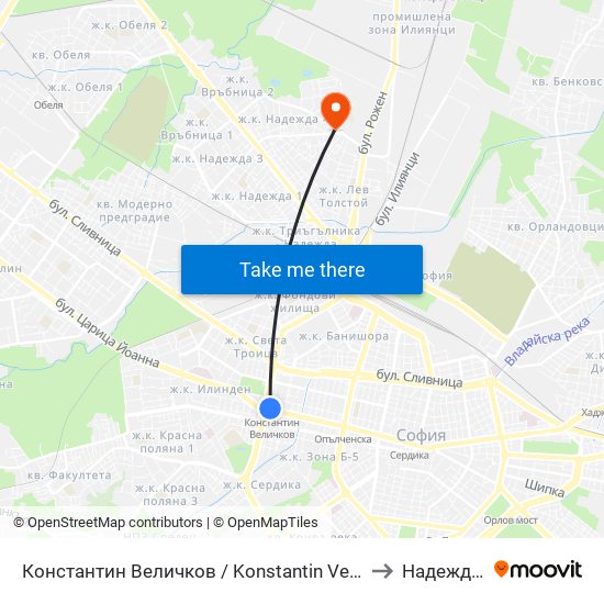 Константин Величков / Konstantin Velichkov to Надежда 4 map