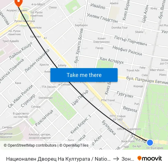 Ⓜ️ Национален Дворец На Културата / National Palace Of Culture (1139) to Зона Б-5 map