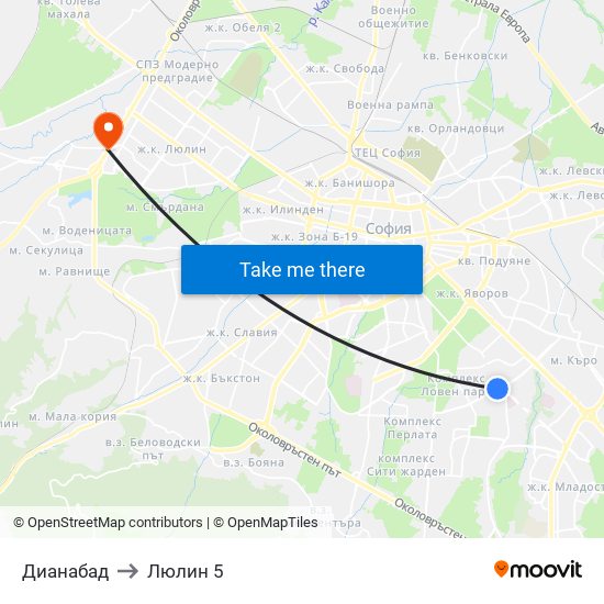 Дианабад to Люлин 5 map