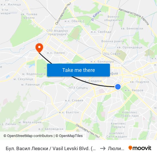 Бул. Васил Левски / Vasil Levski Blvd. (0300) to Люлин 5 map