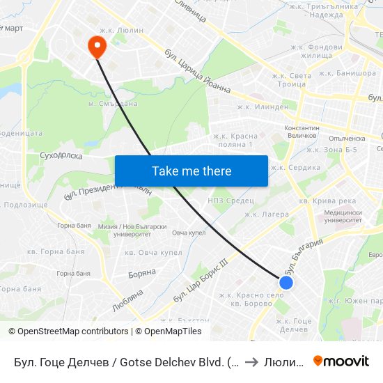 Бул. Гоце Делчев / Gotse Delchev Blvd. (0314) to Люлин 6 map