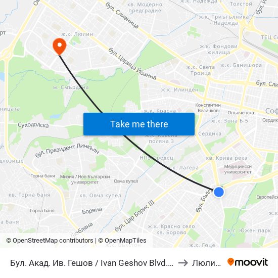 Бул. Акад. Ив. Гешов / Ivan Geshov Blvd. (0270) to Люлин 6 map