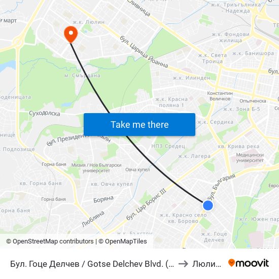 Бул. Гоце Делчев / Gotse Delchev Blvd. (0313) to Люлин 6 map
