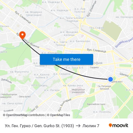 Ул. Ген. Гурко / Gen. Gurko St. (1903) to Люлин 7 map