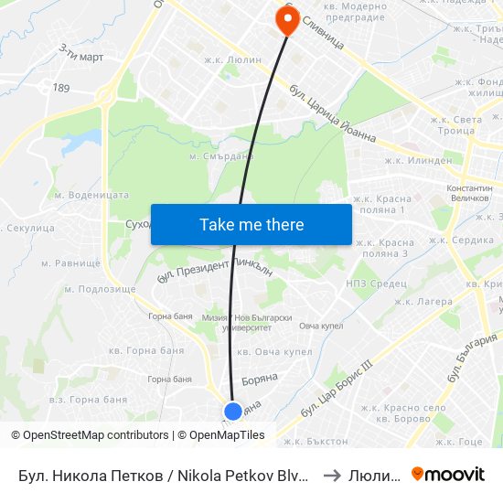 Бул. Никола Петков / Nikola Petkov Blvd. (0347) to Люлин 9 map