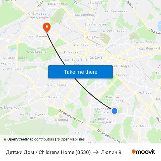 Детски Дом / Children's Home (0530) to Люлин 9 map