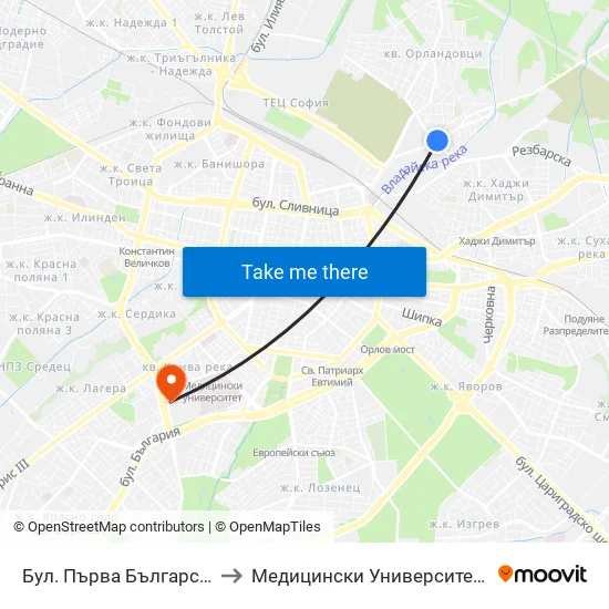 Бул. Първа Българска Армия (6382) to Медицински Университет - София (Ректорат) map