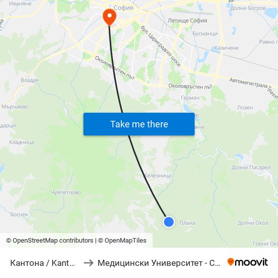 Кантона / Kantona (0791) to Медицински Университет - София (Ректорат) map