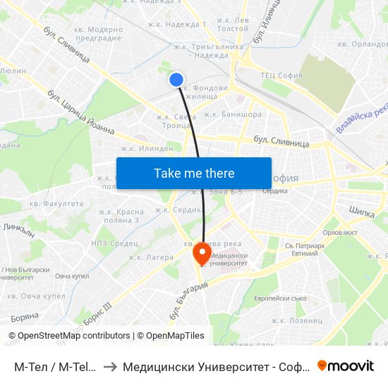 М-Тел / M-Tel (0752) to Медицински Университет - София (Ректорат) map