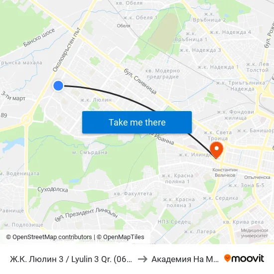 Ж.К. Люлин 3 / Lyulin 3 Qr. (0651) to Академия На Мвр map