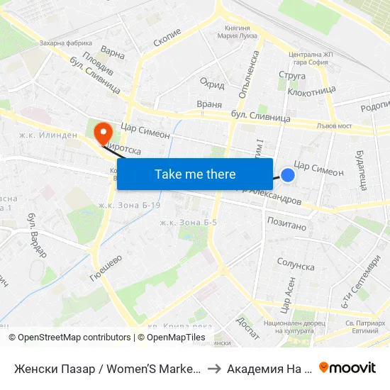 Женски Пазар / Women’S Market (0378) to Академия На Мвр map