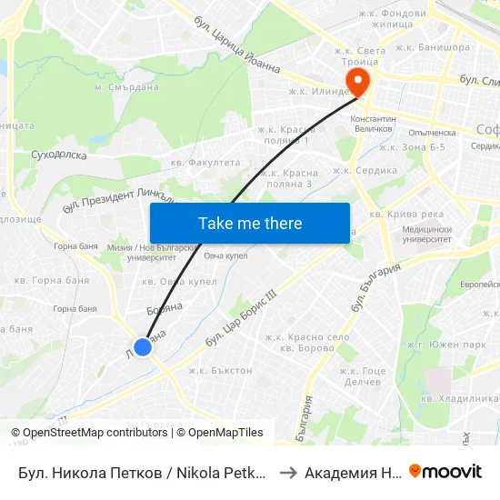 Бул. Никола Петков / Nikola Petkov Blvd. (0350) to Академия На Мвр map