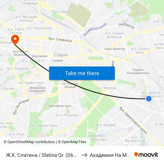 Ж.К. Слатина / Slatina Qr. (0690) to Академия На Мвр map