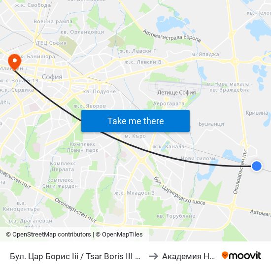 Бул. Цар Борис Ііі / Tsar Boris III Blvd. (2244) to Академия На Мвр map