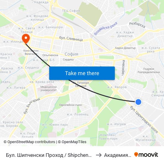 Бул. Шипченски Проход / Shipchenski Prohod Blvd. (0403) to Академия На Мвр map