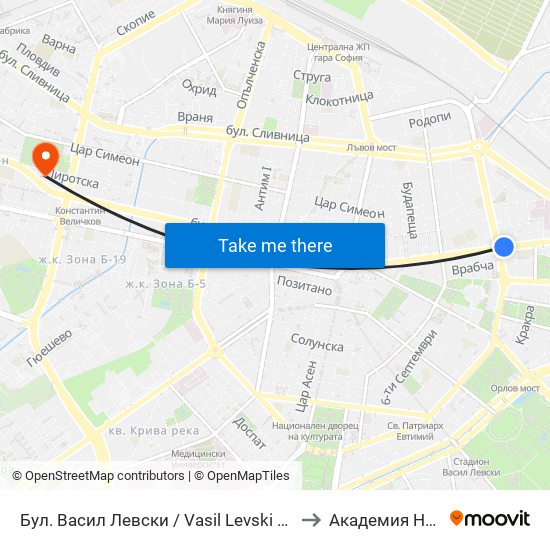 Бул. Васил Левски / Vasil Levski Blvd. (0297) to Академия На Мвр map