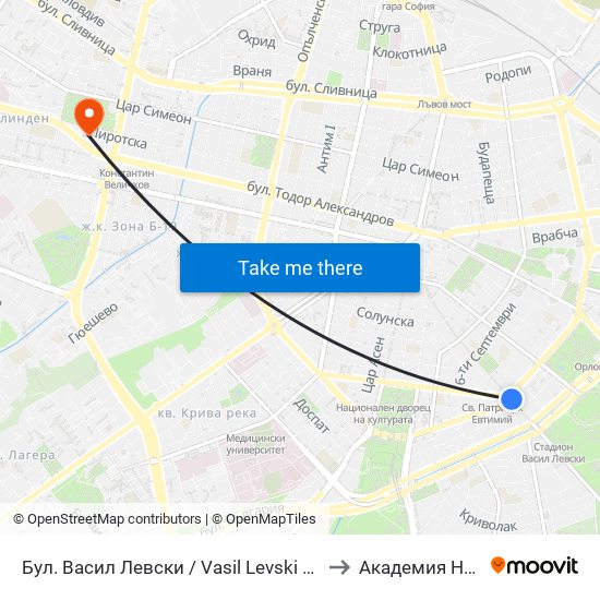 Бул. Васил Левски / Vasil Levski Blvd. (0300) to Академия На Мвр map