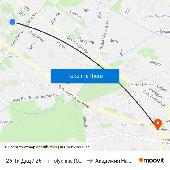 26-Ти Дкц / 26-Th Polyclinic (0021) to Академия На Мвр map