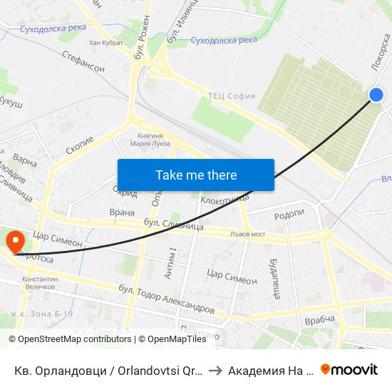Кв. Орландовци / Orlandovtsi Qr. (0887) to Академия На Мвр map