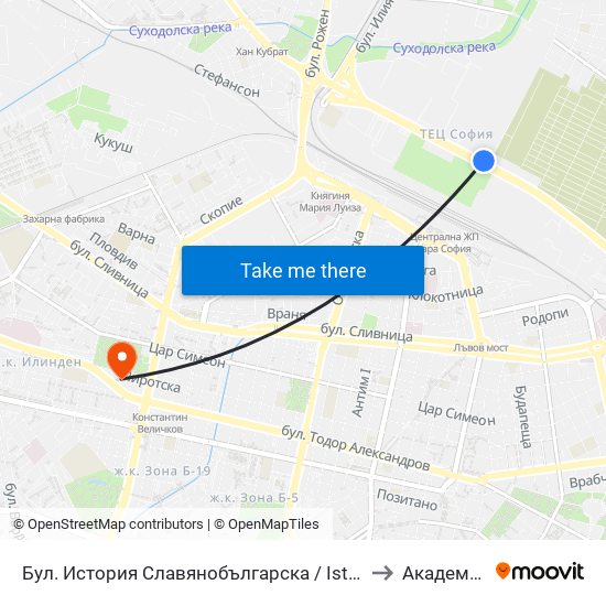 Бул. История Славянобългарска / Istoriya Slavyanobulgarska Blvd. (0065) to Академия На Мвр map