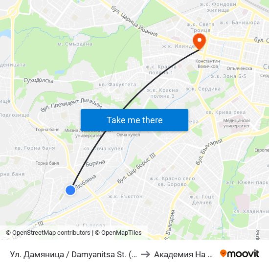 Ул. Дамяница / Damyanitsa St. (1922) to Академия На Мвр map