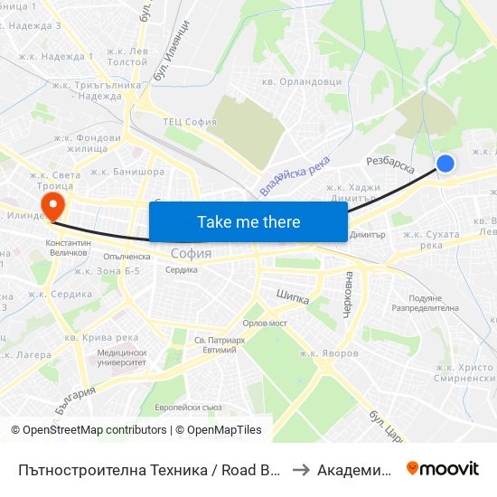 Пътностроителна Техника / Road Building Equipment (2483) to Академия На Мвр map