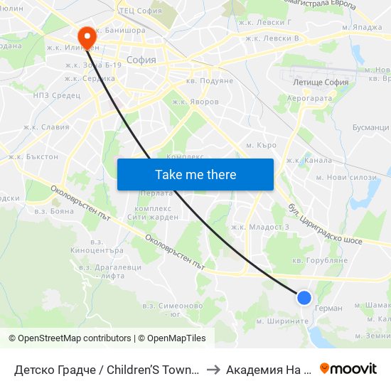 Детско Градче / Children’S Town (0536) to Академия На Мвр map