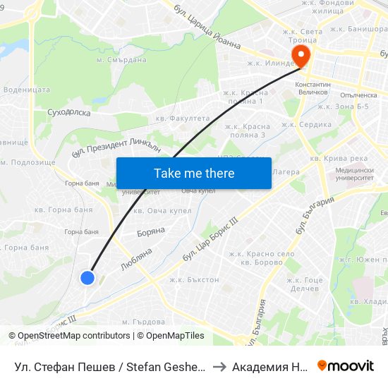Ул. Стефан Пешев / Stefan Geshev St. (2193) to Академия На Мвр map