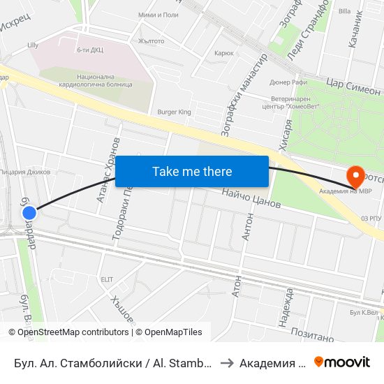Бул. Ал. Стамболийски / Al. Stamboliyski Blvd. (0281) to Академия На Мвр map