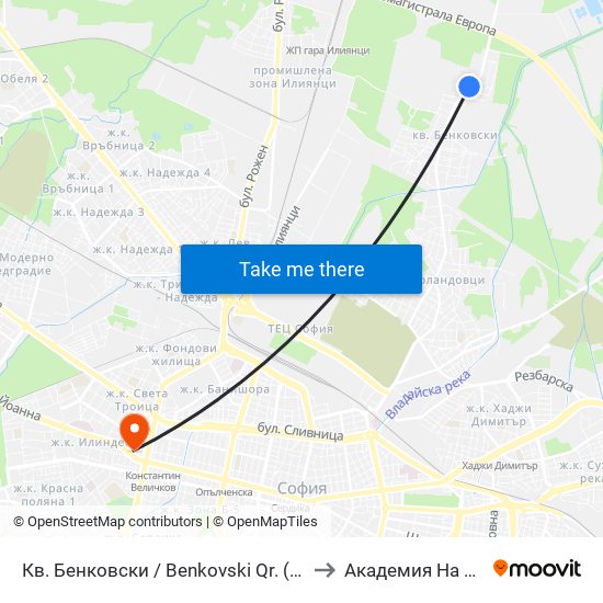 Кв. Бенковски / Benkovski Qr. (0806) to Академия На Мвр map
