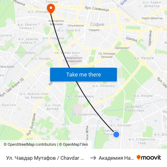 Ул. Чавдар Мутафов / Chavdar Mutafov St. to Академия На Мвр map