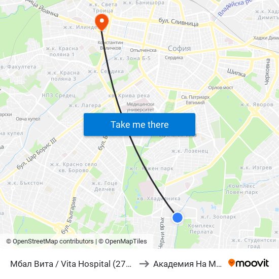 Мбал Вита / Vita Hospital (2784) to Академия На Мвр map