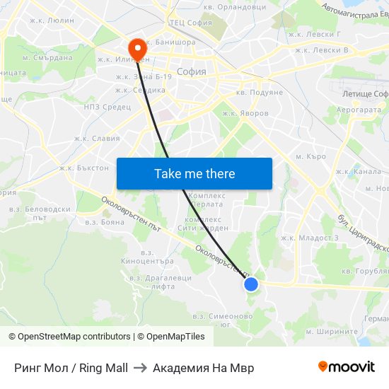 Ринг Мол / Ring Mall to Академия На Мвр map