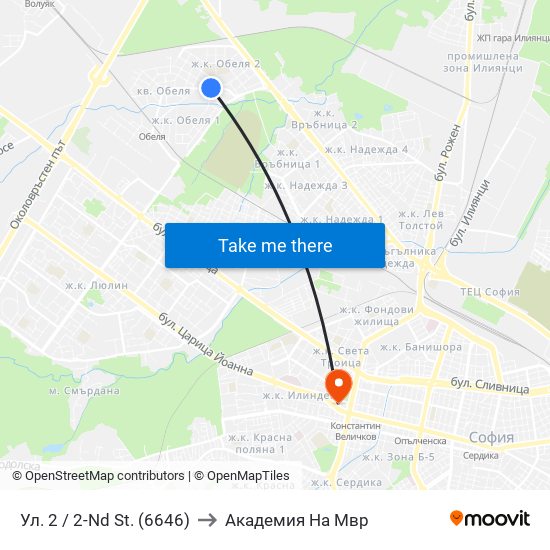 Ул. 2 / 2-Nd St. (6646) to Академия На Мвр map