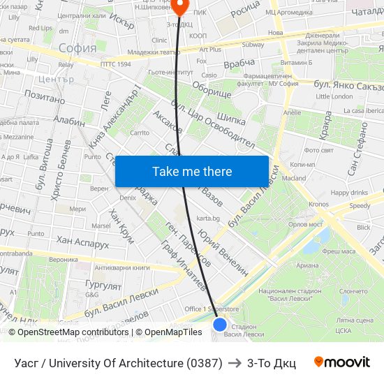 Уасг / University Of Architecture (0387) to 3-То Дкц map