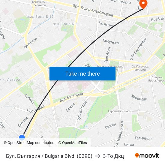Бул. България / Bulgaria Blvd. (0290) to 3-То Дкц map