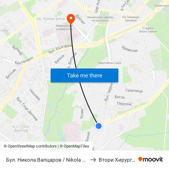 Бул. Никола Вапцаров / Nikola Vaptsarov Blvd. (0344) to Втори Хирургичен Блок map