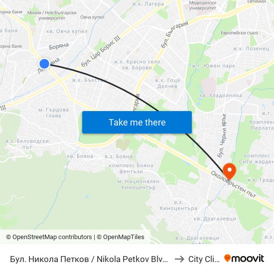 Бул. Никола Петков / Nikola Petkov Blvd. (0347) to City Clinic map