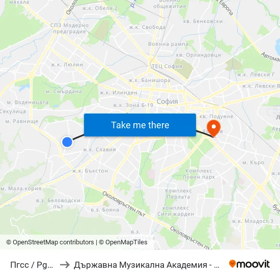 Пгсс / Pgss (1567) to Държавна Музикална Академия - Инструментален Факултет map