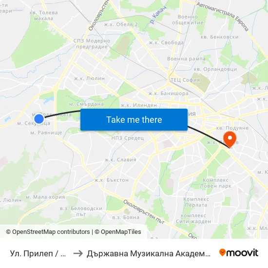 Ул. Прилеп / Prilep St. (1682) to Държавна Музикална Академия - Инструментален Факултет map