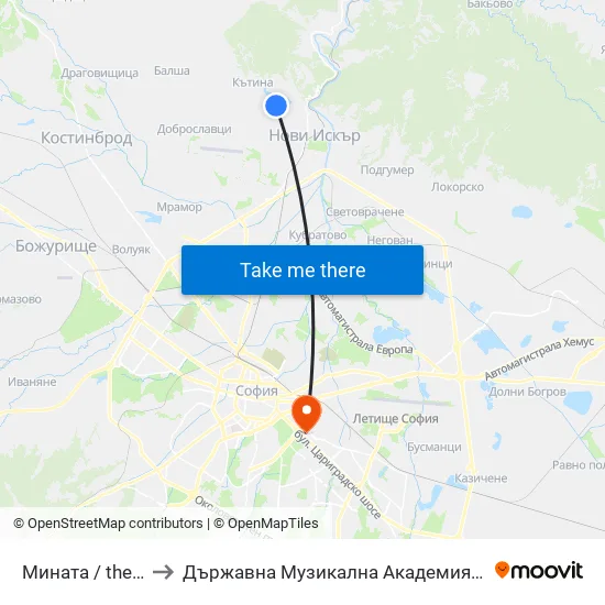 👋 Мината / the Mine (1066) to Държавна Музикална Академия - Инструментален Факултет map