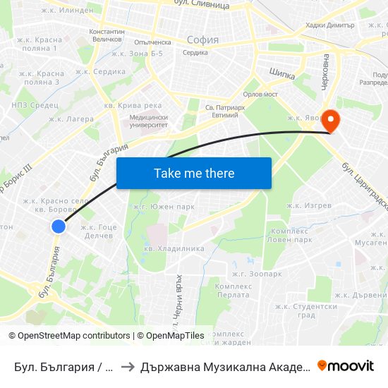 Бул. България / Bulgaria Blvd. (6275) to Държавна Музикална Академия - Инструментален Факултет map