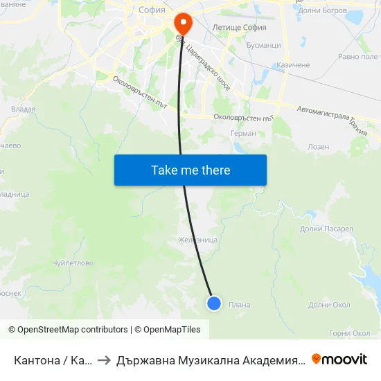 Кантона / Kantona (0792) to Държавна Музикална Академия - Инструментален Факултет map