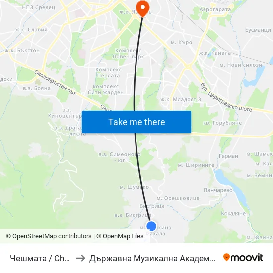 👋 Чешмата / Cheshmata (1507) to Държавна Музикална Академия - Инструментален Факултет map